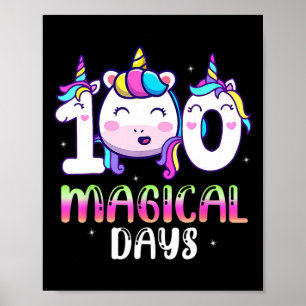 100 Magical Days Girls Kids 100th Day Of School Poster
