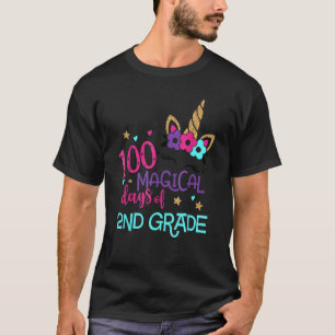 100 Magical Days Of 2nd Grade School Unicorn Flowe T-Shirt
