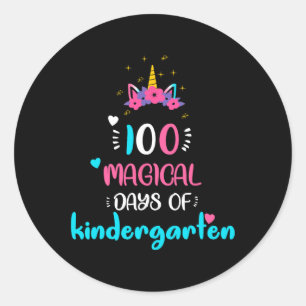100 Magical Days Of Kindergarten Fun 100 Days Of S Classic Round Sticker