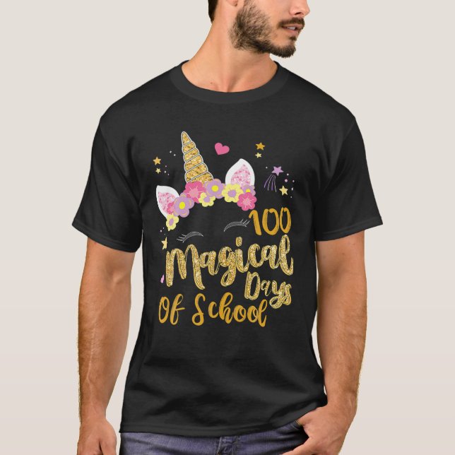 100 Magical Days Of Kindergarten School Unicorn Gi T-Shirt (Front)