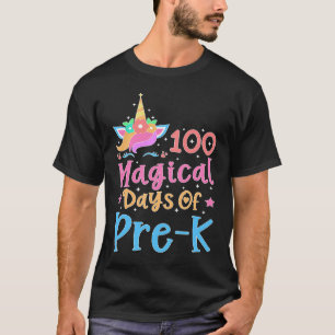 100 Magical Days of Pre K School Unicorn Teacher S T-Shirt