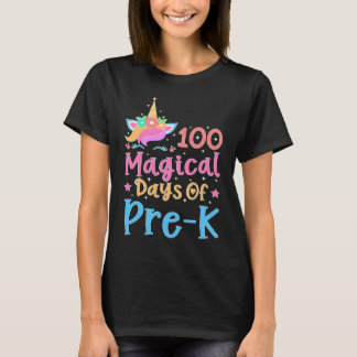 100 Magical Days of Pre K School Unicorn Teacher S T-Shirt