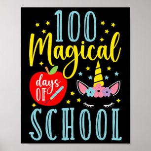 100 Magical Days Of School Magical Unicorn Lover Poster