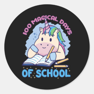 100 Magical Days Of School Unicorn 100 Days Of Sch Classic Round Sticker