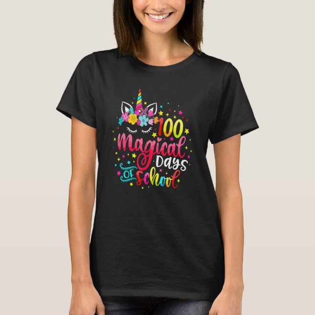 100 Magical Days Of School Unicorn Lover Shirt Tea (Front)