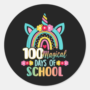 100 Magical Days Of School Unicorn Rainbow Teacher Classic Round Sticker