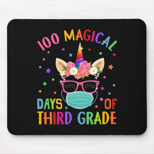100 Magical Days Of Third Grade School Unicorn Mas Mouse Pad (Front)