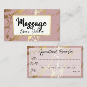 100 Massage Appointment Reminder Pink Marble Business Card
