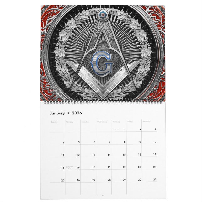 [100] Master Mason - Silver Square & Compasses Calendar (Jan 2026)