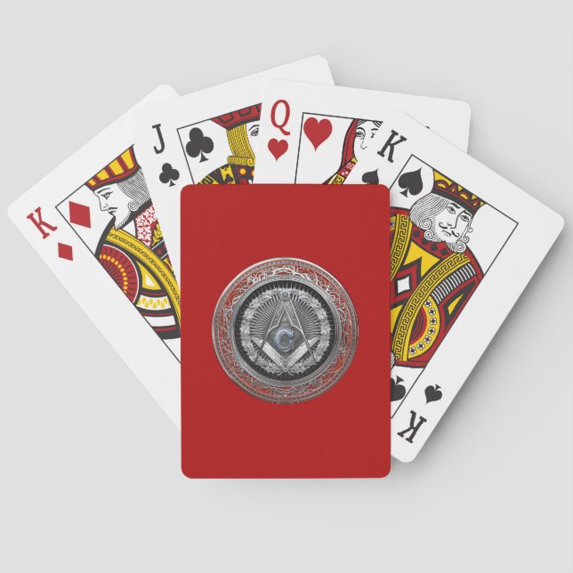 [100] Master Mason - Silver Square & Compasses Playing Cards (Back)