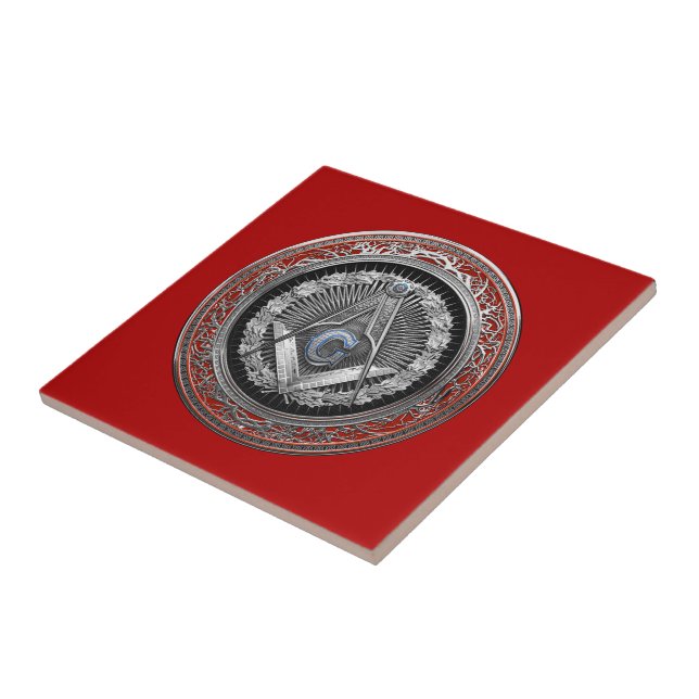 [100] Master Mason - Silver Square & Compasses Tile (Side)