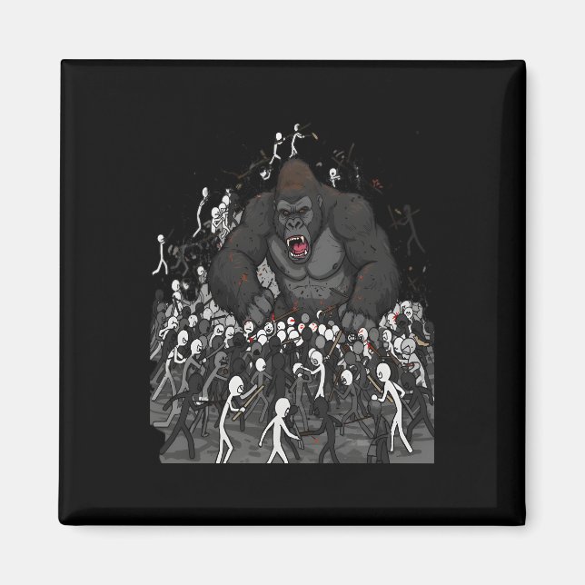 100 Men vs 1 Gorilla, Gift for Him, Gorilla Debate Magnet (Front)