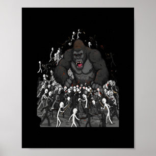 100 Men vs 1 Gorilla, Gift for Him, Gorilla Debate Poster