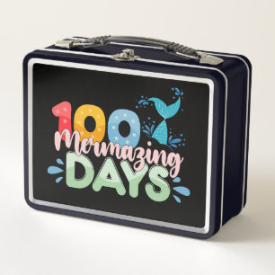 100 Mermazing Days 100th Day of School Mermaid Metal Lunch Box
