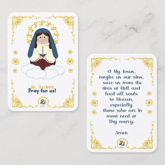 100 Mini Cartes Saintes St Jacinta (Devant / Derrière)