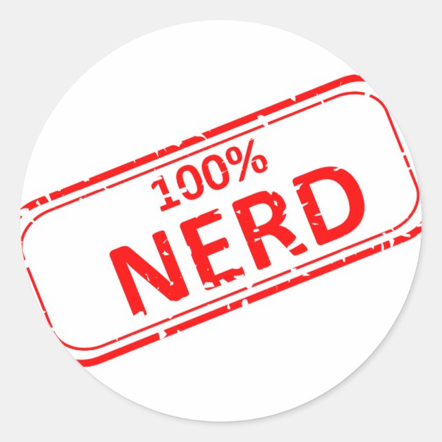 100% Nerd Rubber-stamp Classic Round Sticker (Front)