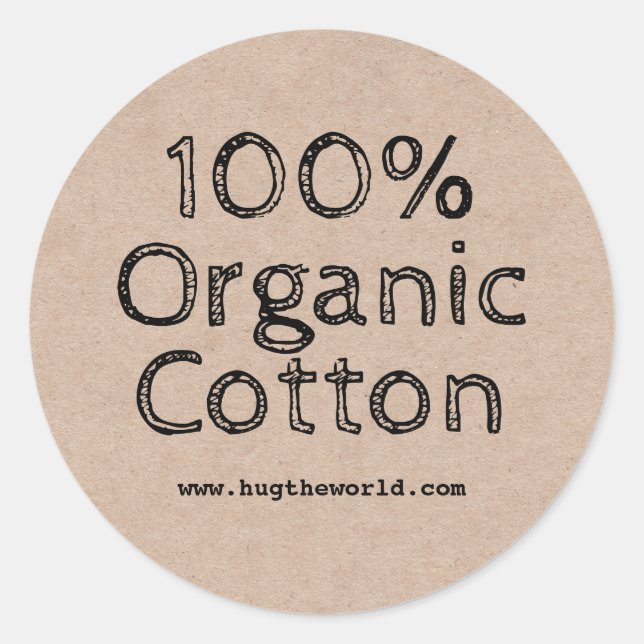 100% Organic Cotton Classic Round Sticker (Front)