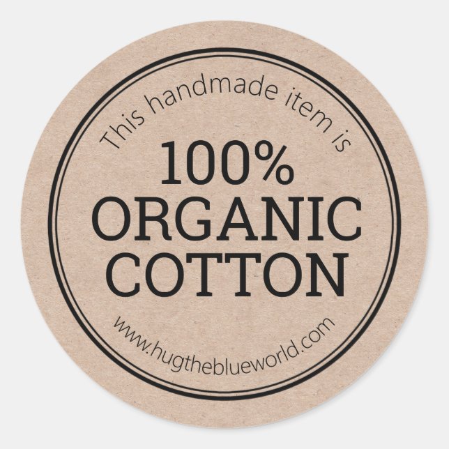 100% Organic Cotton Eco Friendly Classic Round Sticker (Front)