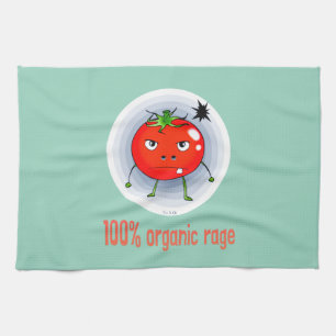 100% Organic Rage Funny Angry Tomato Kitchen Towel