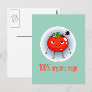 100% Organic Rage Funny Angry Tomato Postcard