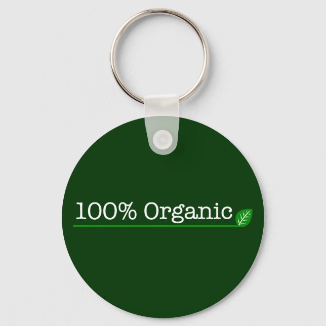 100% Organic - white text Keychain (Front)