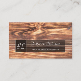 100% organic wood surface gray rectangle monogram business card