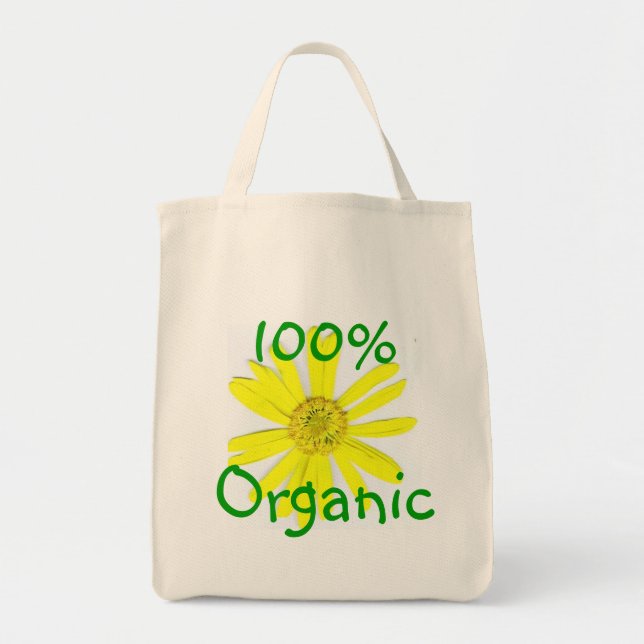 100% ORGANIC YELLOW DAISEY TOTE (Front)