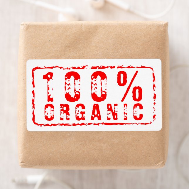100% organice custom red stamp shipping labels (Insitu)
