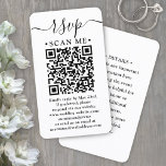 100 Pack QR Code Wedding RSVP & Details Enclosure Business Card<br><div class="desc">Simplify RSVP responses and provide any important details with chic modern QR Code enclosure cards. All text is simple to customize, including wording that reads "rsvp scan me". To make your own QR code using the generator, simply type the website URL into the template. By scanning the card with their...</div>