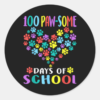 100 Paw-some Days Of School Dog Cat 100th Day Scho Classic Round Sticker