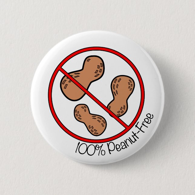 100% Peanut Free 2 Inch Round Button (Front)