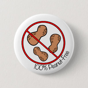 100% Peanut Free 2 Inch Round Button