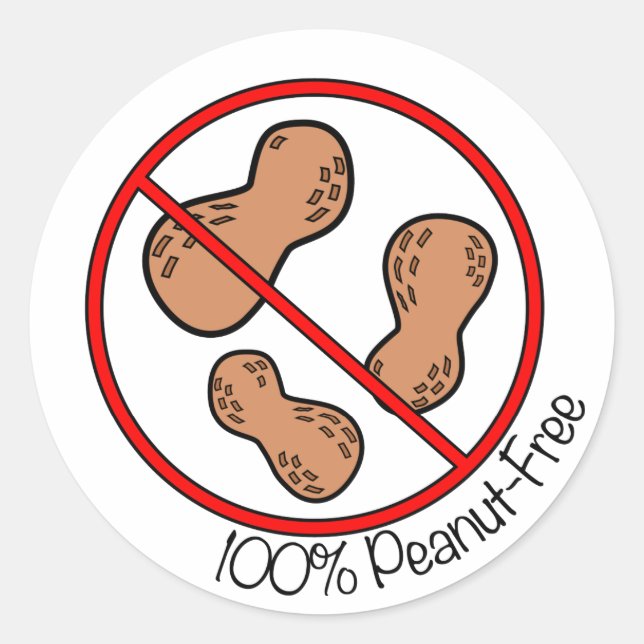 100% Peanut Free Classic Round Sticker (Front)