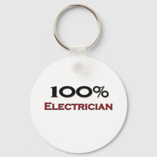 100 Percent Electrician Keychain