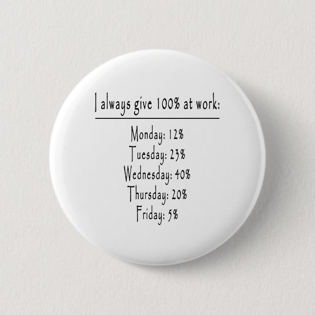 100 percent in office 2 inch round button (Front)