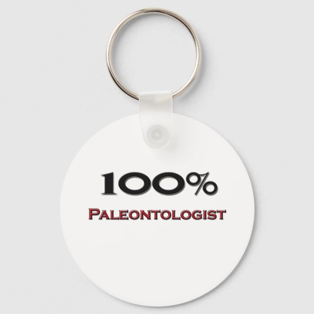 100 Percent Paleontologist Keychain (Front)