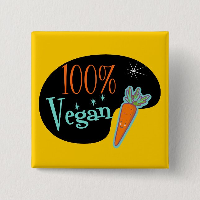 100 Percent Vegan 2 Inch Square Button (Front)