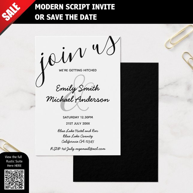 100 Petite invitation de mariage noir blanc à faib (Créateur téléchargé)