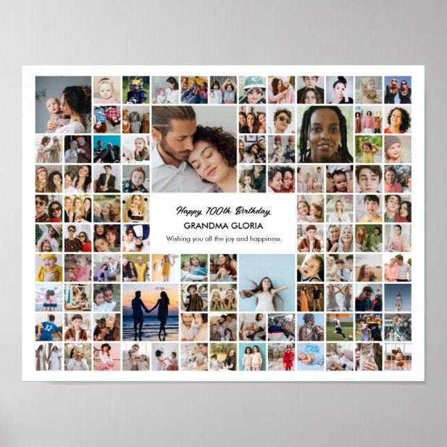 100 Pictures Photo Collage Personalized Gift Poster (Front)