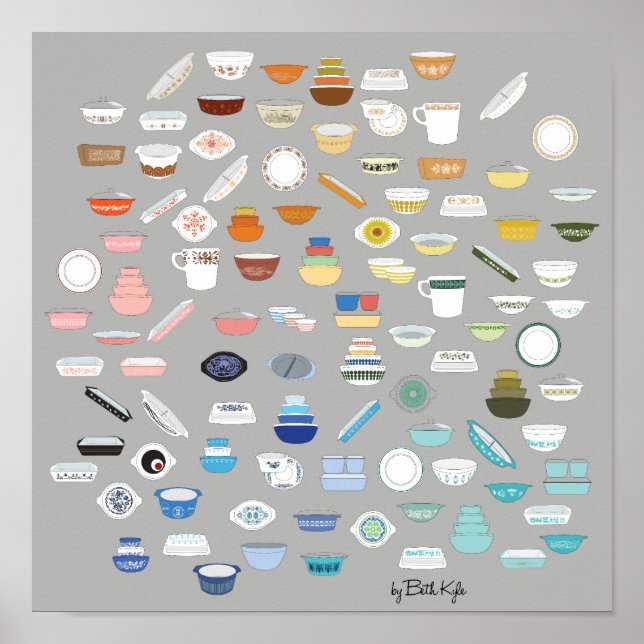 100 Pieces of Pyrex - Dark Grey Poster (Front)