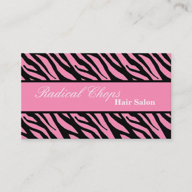 100 Pink Black Zebra Print Pattern Business Card (Front)
