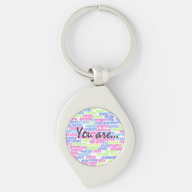 100 Positive Words that Describe You! Keychain (Front)