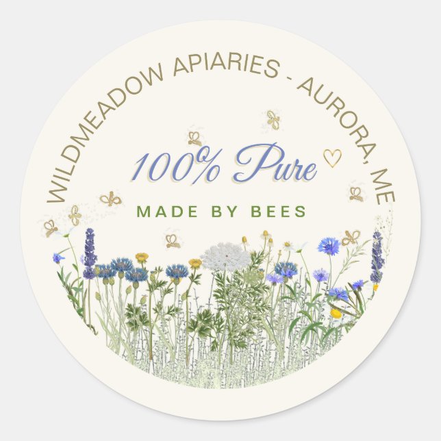 100% PURE Fleurs de prairie et Étiquette Lid Abees (Devant)