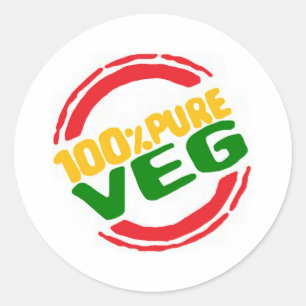 100% Pure Veg Classic Round Sticker