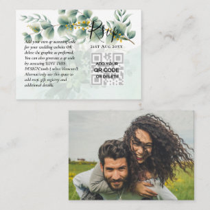 100 QR CODE WEDDING RSVP Greenery PHOTO Enclosure  Business Card