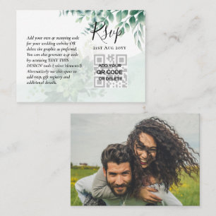 100 QR CODE WEDDING RSVP Greenery PHOTO Enclosure Business Card