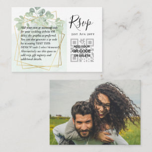100 QR CODE WEDDING RSVP Greenery PHOTO Enclosure  Business Card