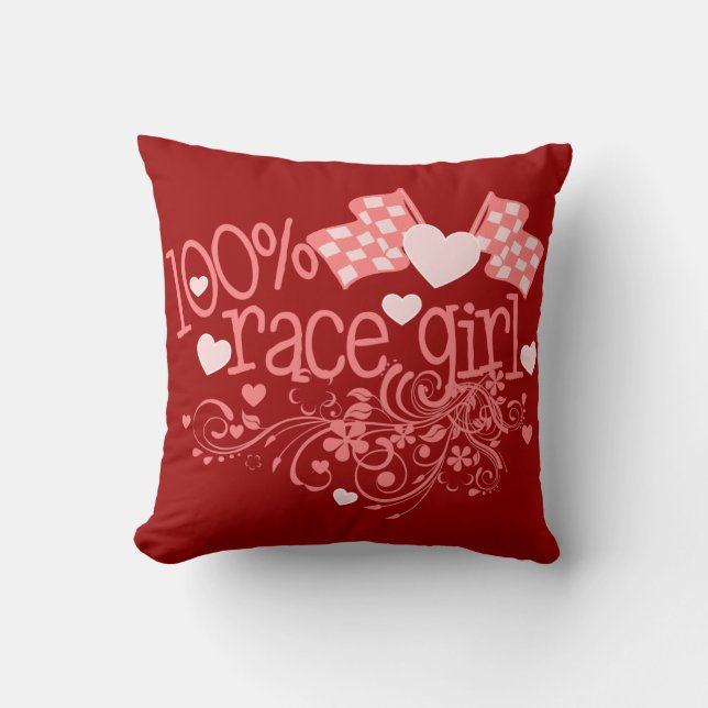 100% Race Girl Design Throw Pillow (Front)