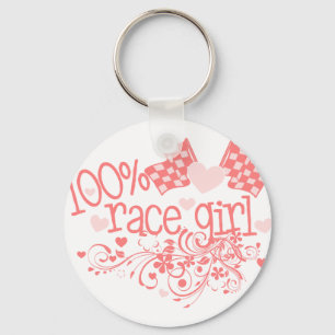 100% Race Girl Keychain