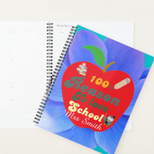 100 reason to love school floral 100th day teacher planner